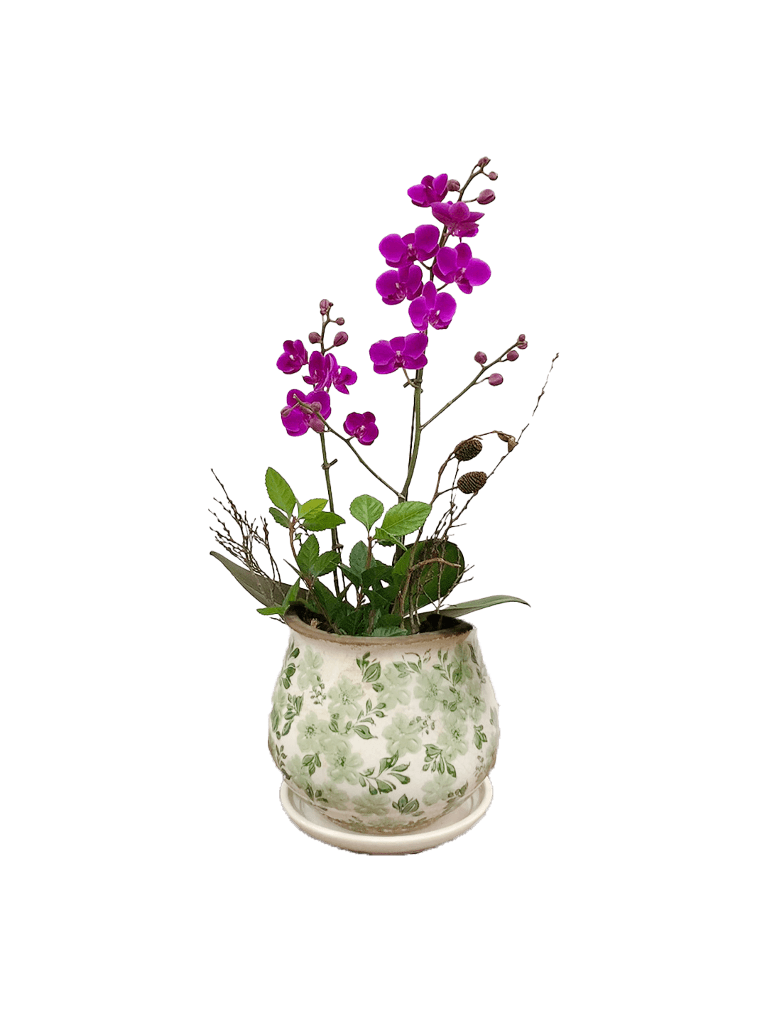 호접 자주색(2대)-세라믹 꽃무늬 그린